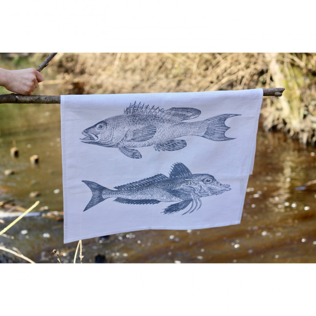 Geschirrtuch Fischtrio blau Frohstoff