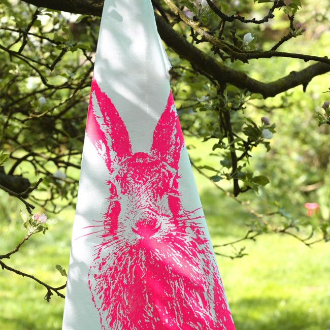 Geschirrtuch Feldhase neonpink Frohstoff