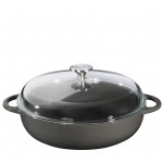 Bauernpfanne schwarz mit hohem Glasdeckel Küchenprofi