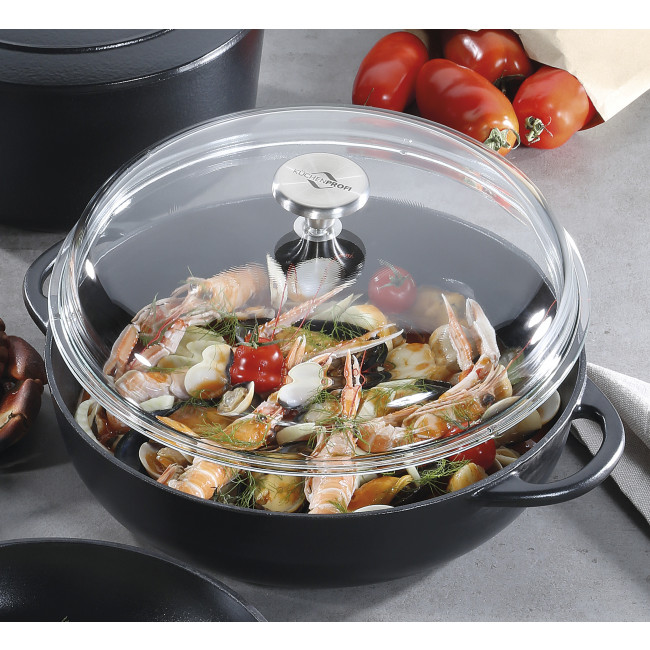 PROVENCE - Bauernpfanne mit Glasdeckel hoch 28 cm classic black Küchenprofi