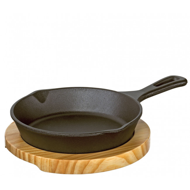 Servierpfanne mit Stielgriff & Holzbrett BBQ - Küchenprofi