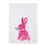 Frohstoff Geschirrtuch Hase mit Kleeblatt neonpink