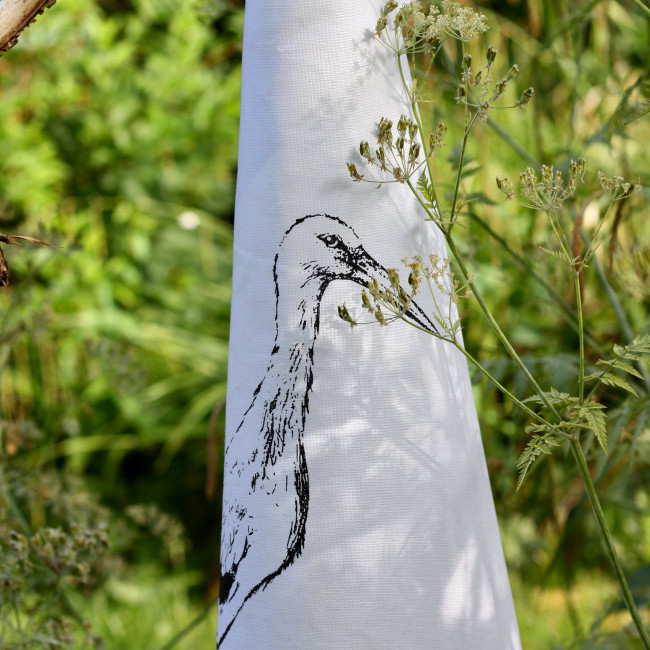 Frohstoff Storch schwarz Geschirrtuch