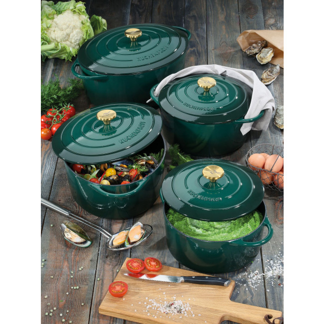 Bratentopf Gusseisen 24 cm rund racing green grün Küchenprofi